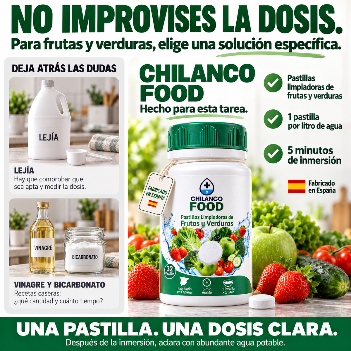 No improvises la dosis: Chilanco Food frente a lejía, vinagre y bicarbonato