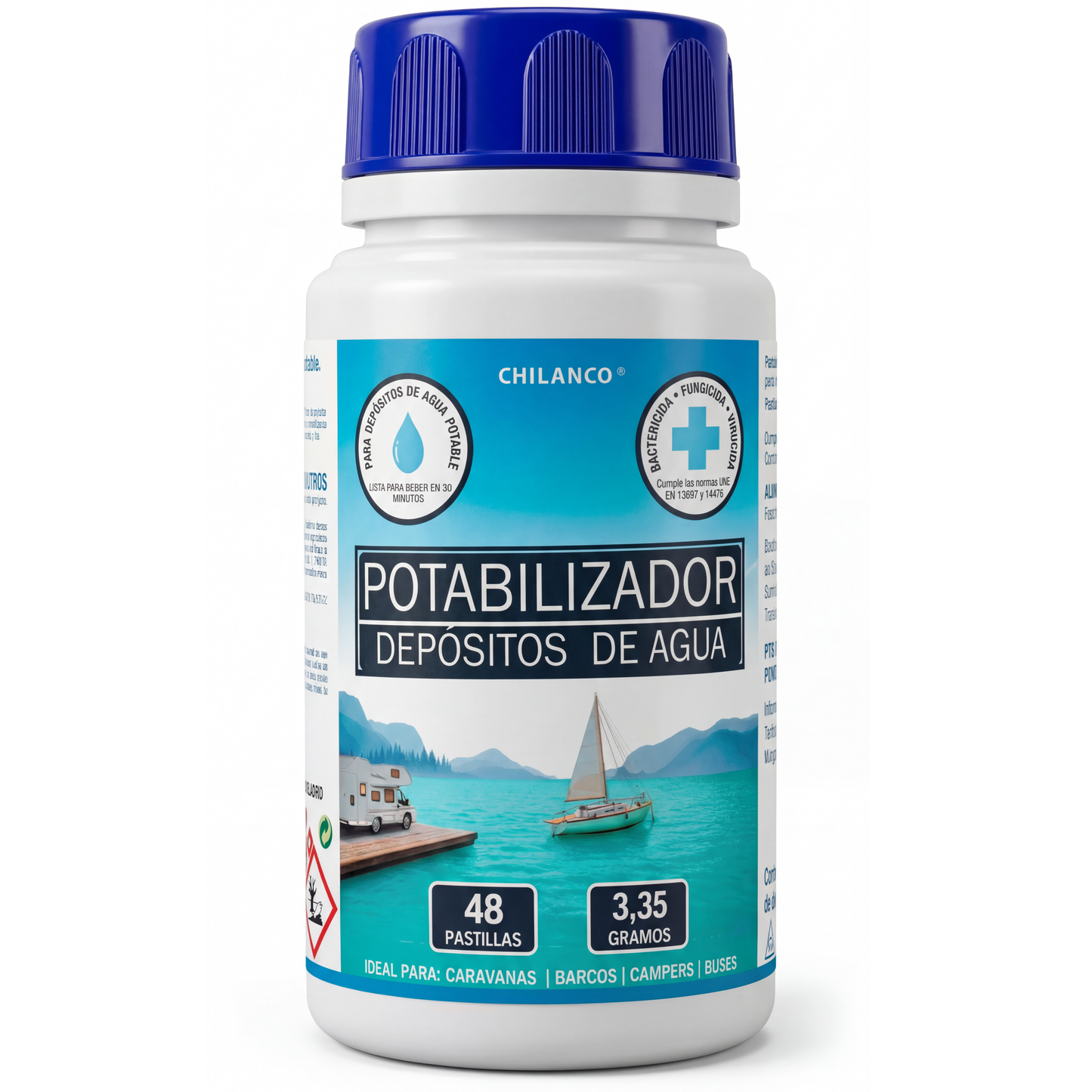 Pastillas Potabilizadoras de Agua – Autocaravanas, Barcos, Depósitos y Camping | 48 uds.